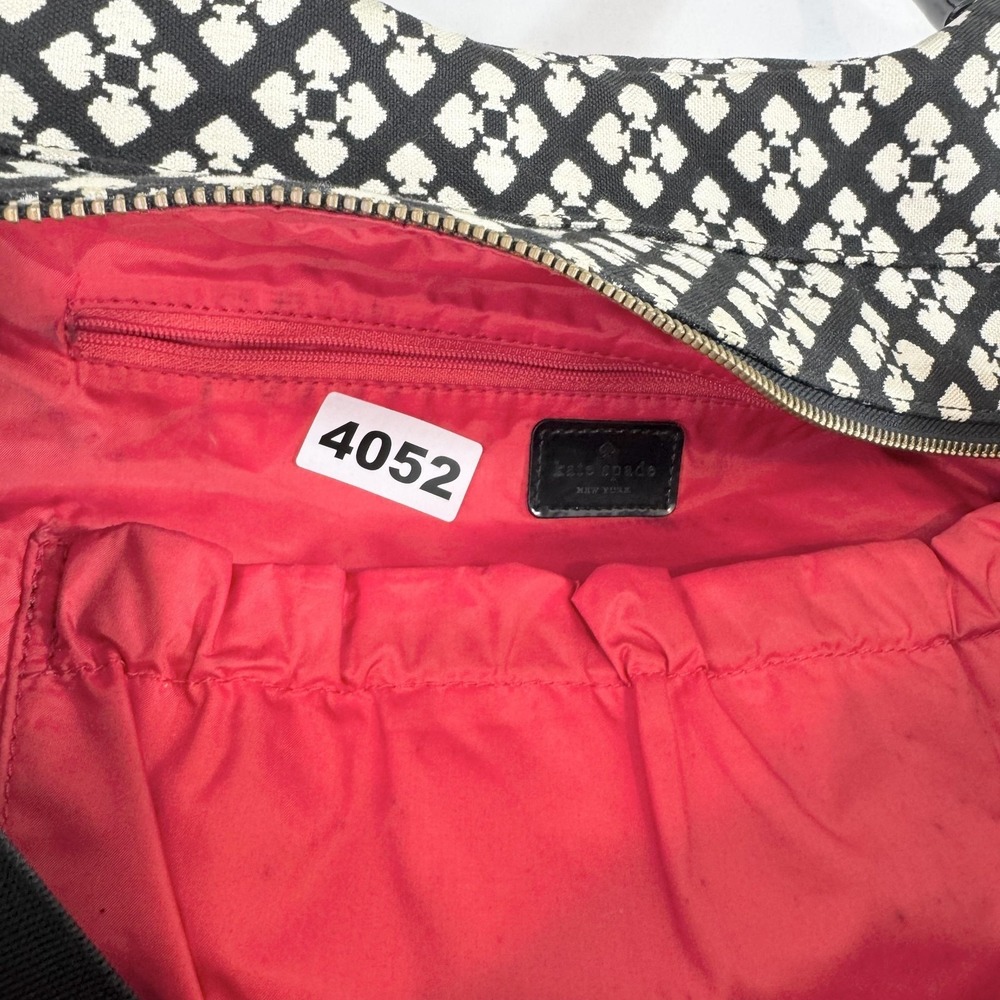Kate Spade New York Tote Satchel Handbag Black White Print Patent Bottom Red - Picture 9 of 9